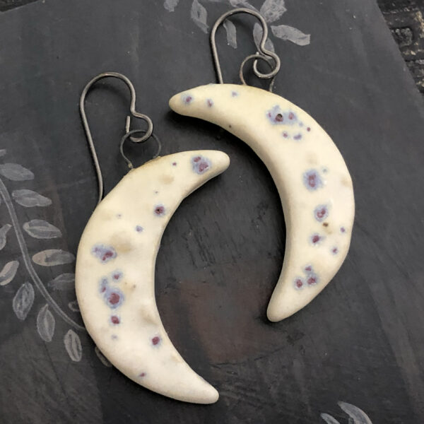OOAK Ceramic Moon Earrings